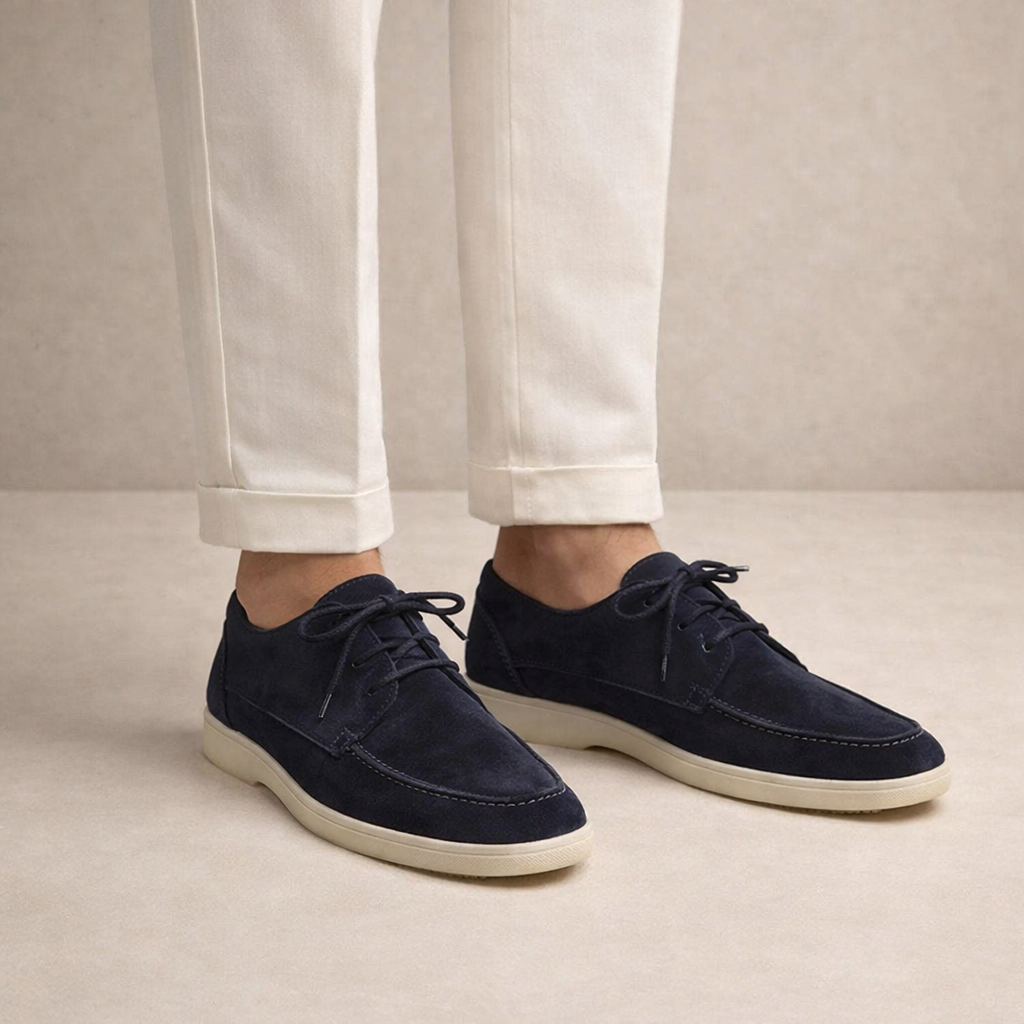 Loafers Suede Heren Regular Fit Leer Vetersluiting Gesloten Neus - Image 4