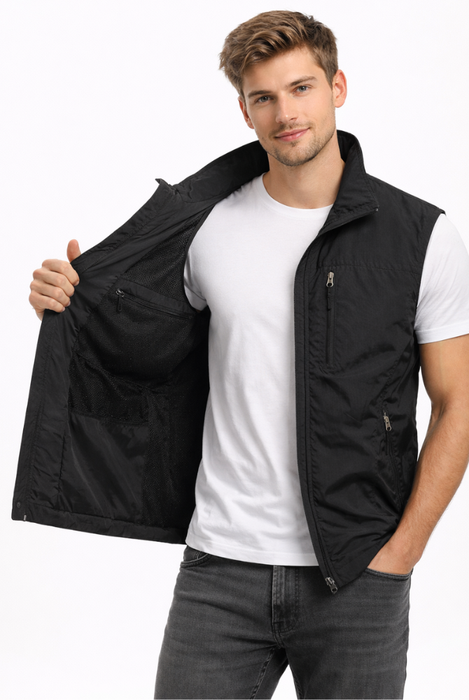 Bodywarmer Heren Rits Opstaande Kraag Outdoor Vest - Image 8