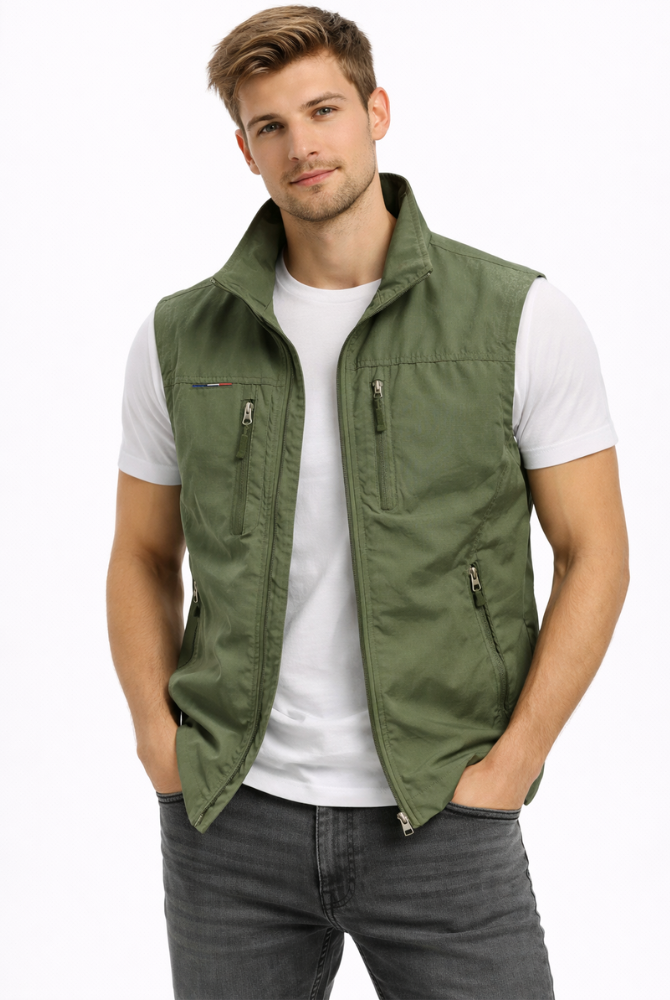 Bodywarmer Heren Rits Opstaande Kraag Outdoor Vest - Image 5
