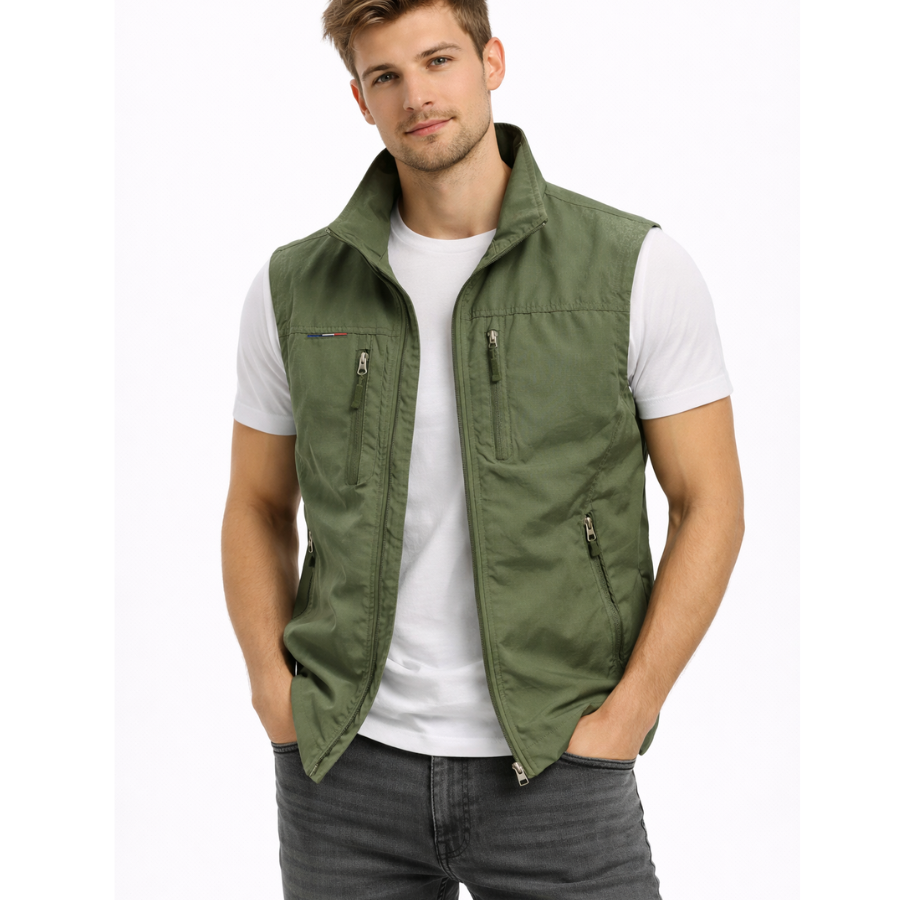 Bodywarmer Heren Rits Opstaande Kraag Outdoor Vest - Image 5