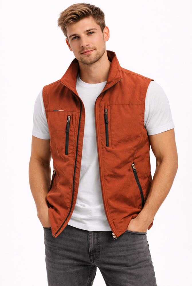 Bodywarmer Heren Rits Opstaande Kraag Outdoor Vest - Image 6