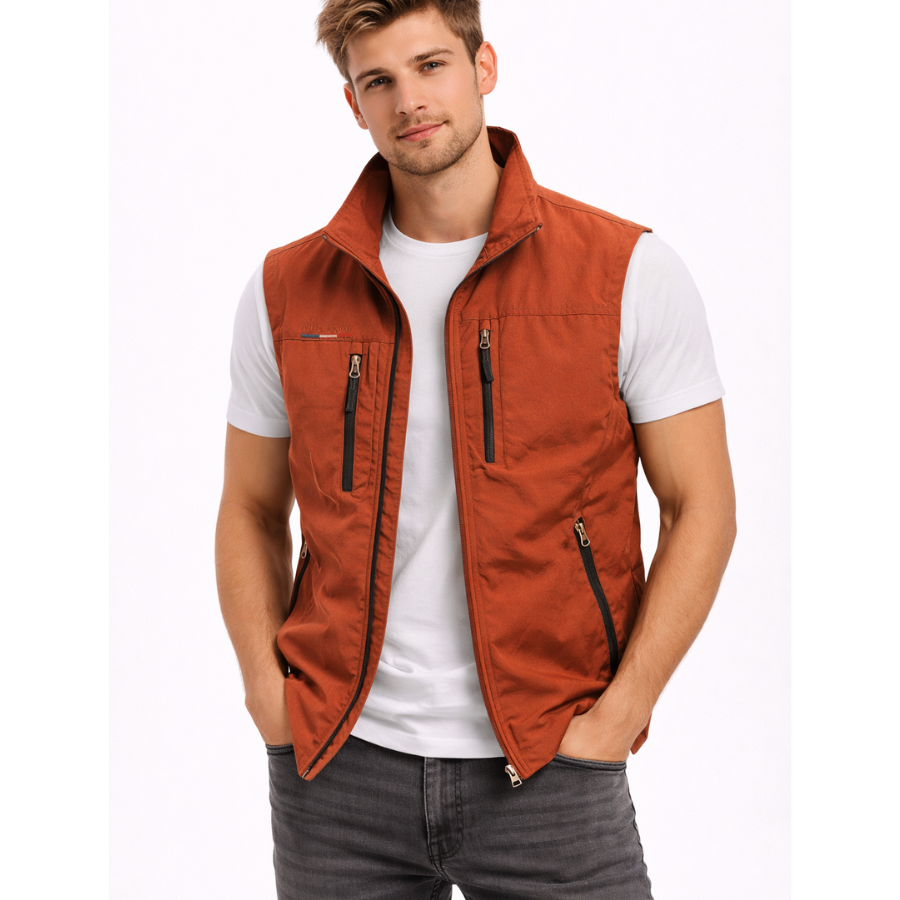 Bodywarmer Heren Rits Opstaande Kraag Outdoor Vest - Image 6