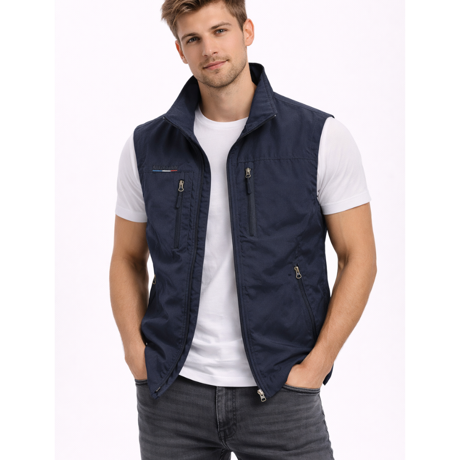 Bodywarmer Heren Rits Opstaande Kraag Outdoor Vest - Image 2