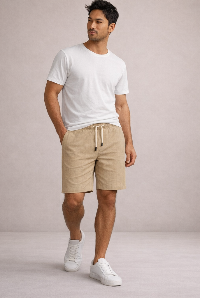Korte Broek Heren Linnen Regular Fit Ademend Zomer Casual - Image 23