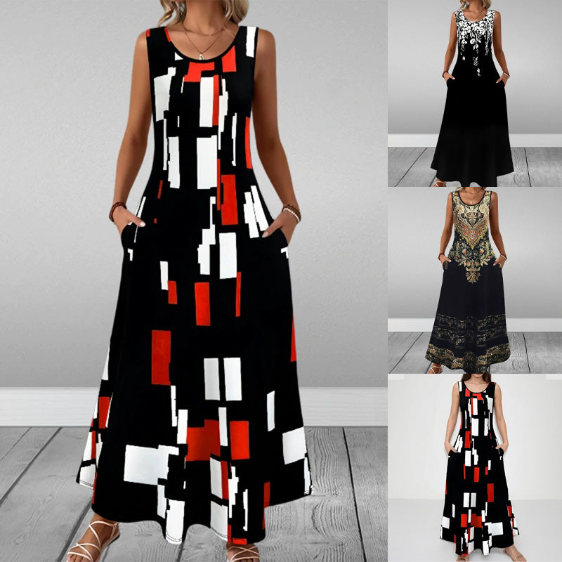 Abrianna | Ärmelloses elegantes Kleid mit Print - Image 4