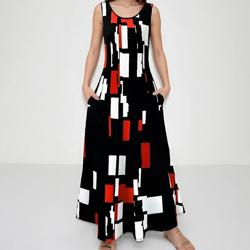Abrianna | Ärmelloses elegantes Kleid mit Print - Image 3