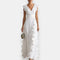 Ruffle V-Neck Evening Dress Wrap Waist