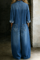 Abalou | Lässiger Denim-Jumpsuit mit Knopfleiste und weitem Bein - Image 7