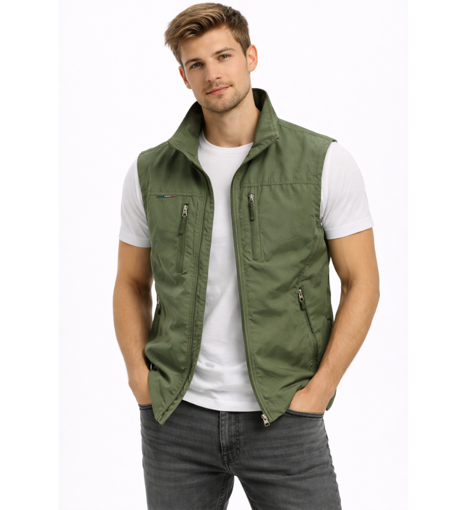 Bodywarmer Heren Rits Opstaande Kraag Outdoor Vest - Image 5