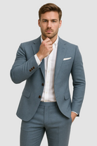 Heren Linnen Pak Set Slim Fit Blazer Broek Zomer Formeel Bruiloft