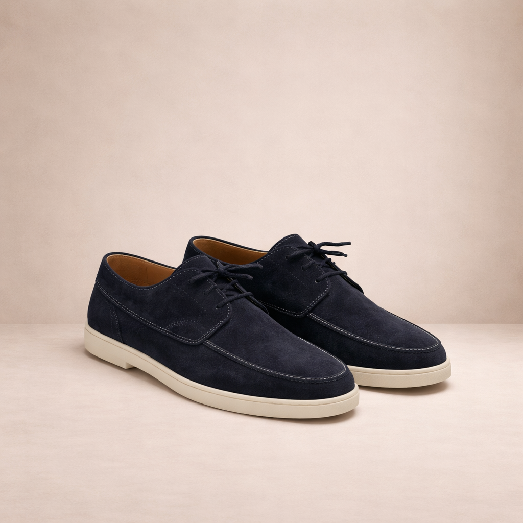 Loafers Suede Heren Regular Fit Leer Vetersluiting Gesloten Neus - Image 3
