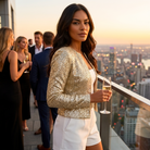 Korte Pailletten Blazer voor Dames met Open Voorzijde - Image 7