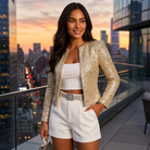 Korte Pailletten Blazer voor Dames met Open Voorzijde - Image 8