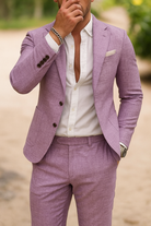 Heren Linnen Pak Set Slim Fit Blazer Broek Zomer Formeel Bruiloft - Image 9