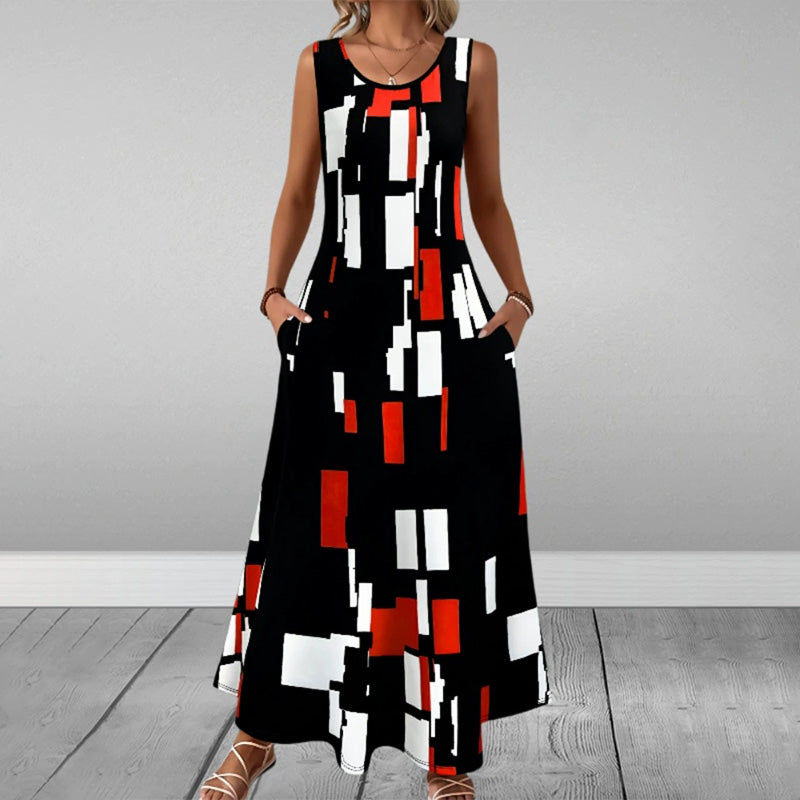 Abrianna | Ärmelloses elegantes Kleid mit Print - Image 5